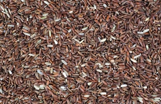 a close up of a pile of brown rice