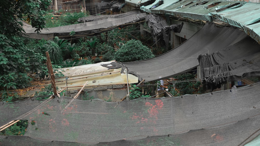 an aerial view of a building that has been torn down