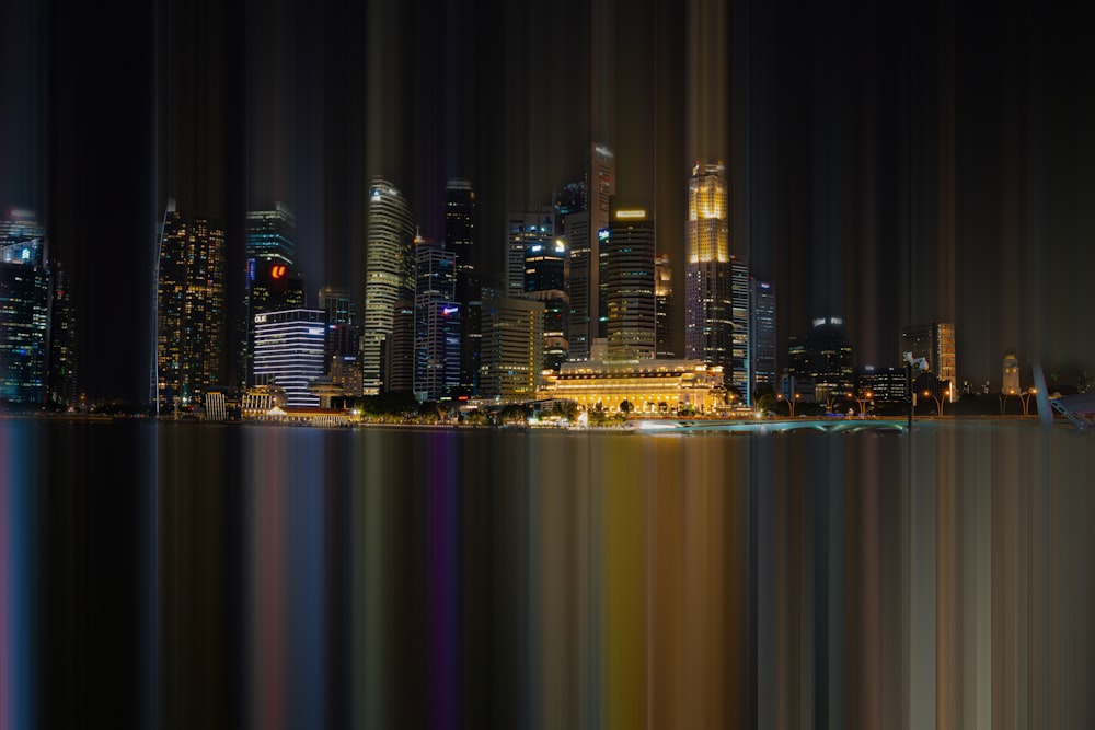 a picture of a city skyline at night