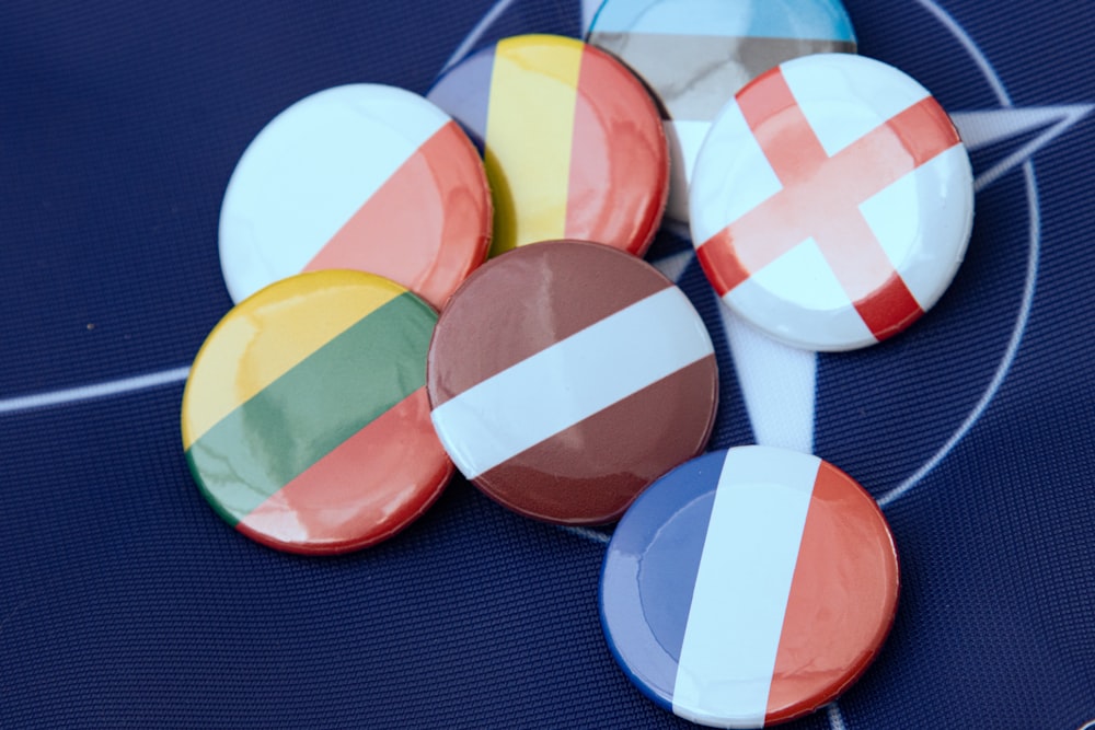 a close up of a bunch of buttons on a table