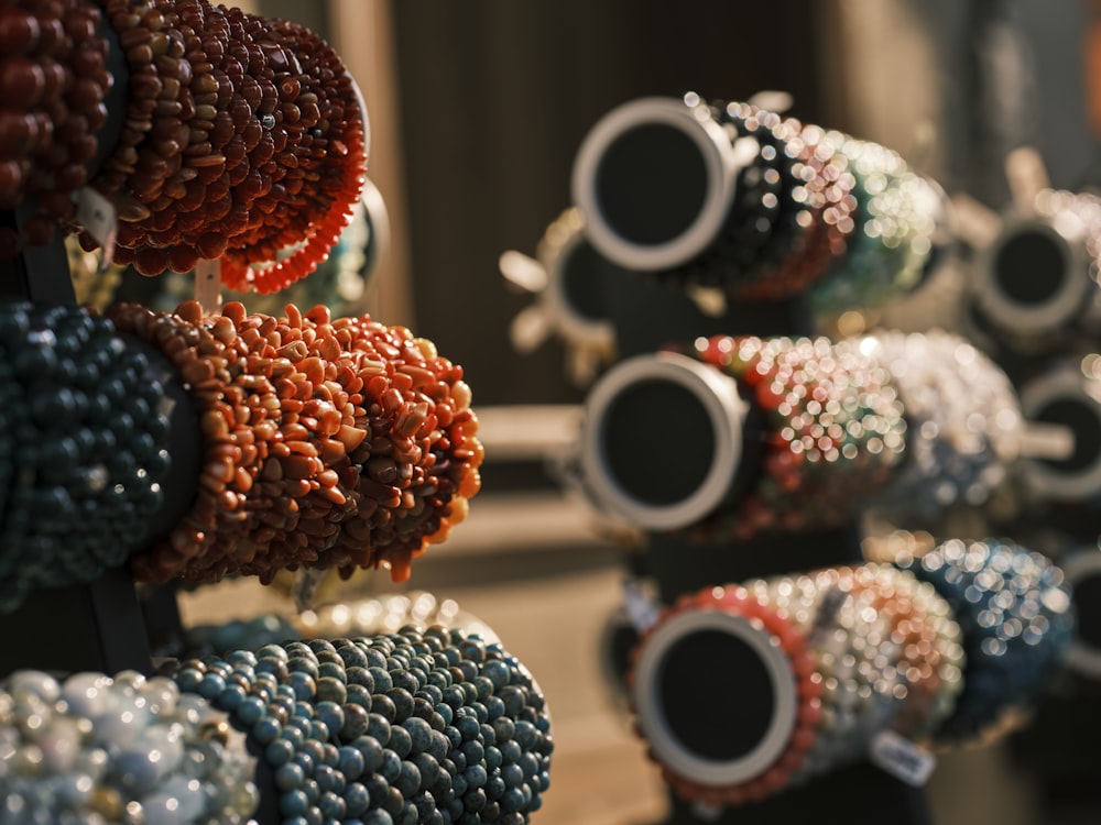 a close up of a bunch of beads