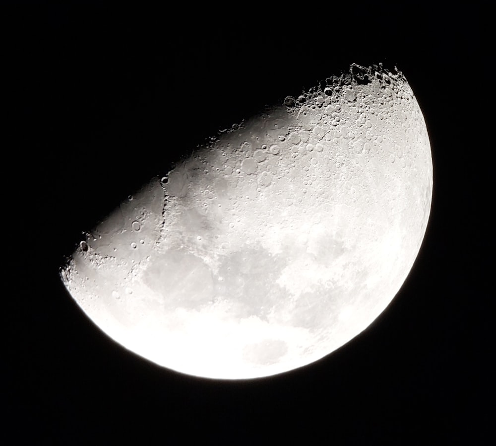 a close up of the moon in the dark sky