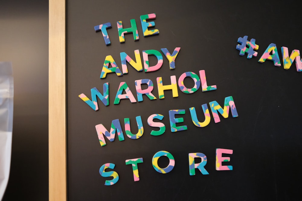 the andy warhol museum store sign is made out of letters