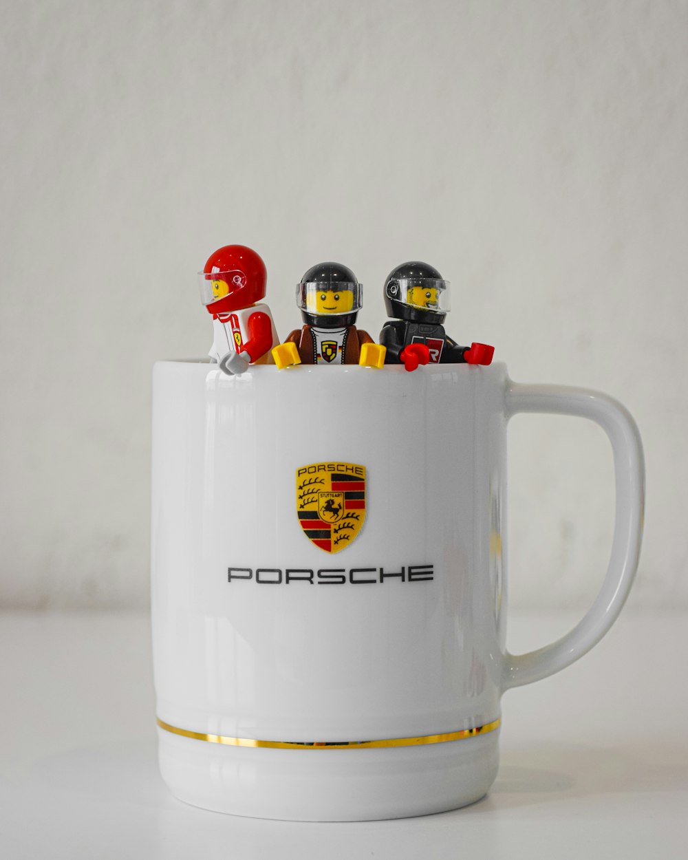 a white mug with legos in the middle of it