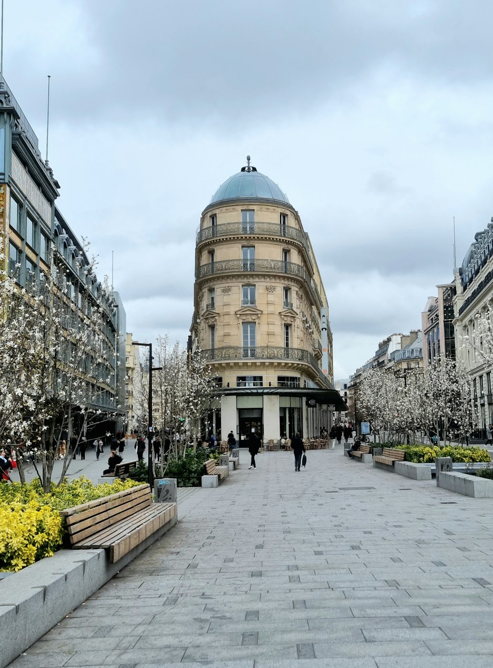 a large building with a blue dome on top of it