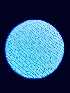 a blue circular object with a black background