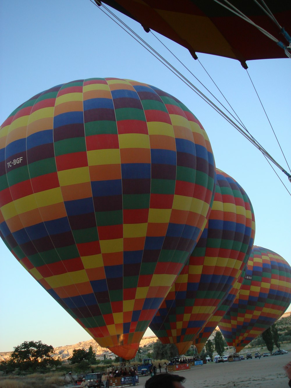 a group of hot air balloons in the sky