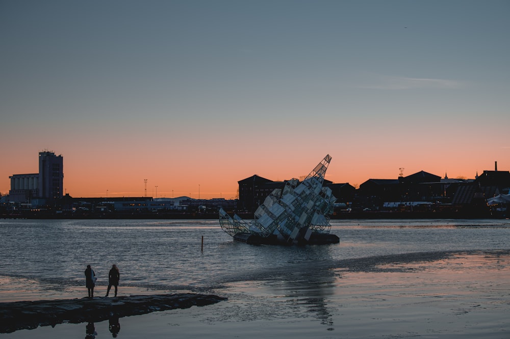 a ship that is sitting in the water