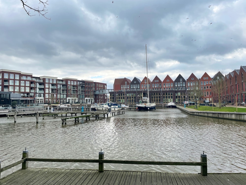 a body of water with a bunch of boats in it