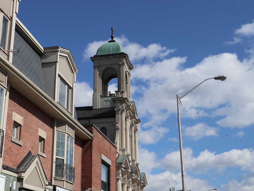 a clock tower on the side of a building