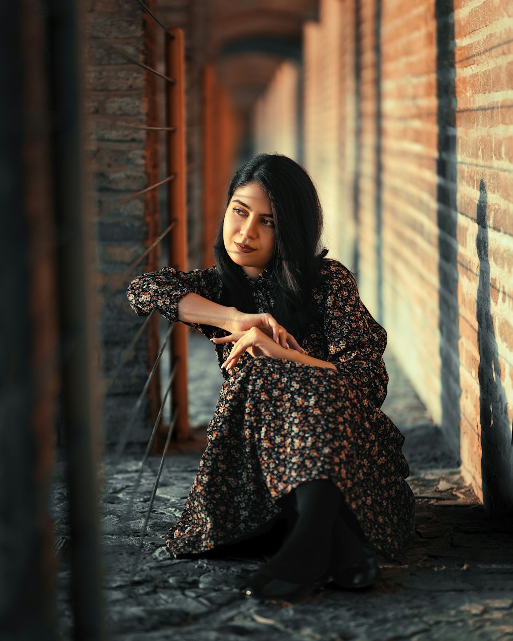 Sherin sitting on a bench