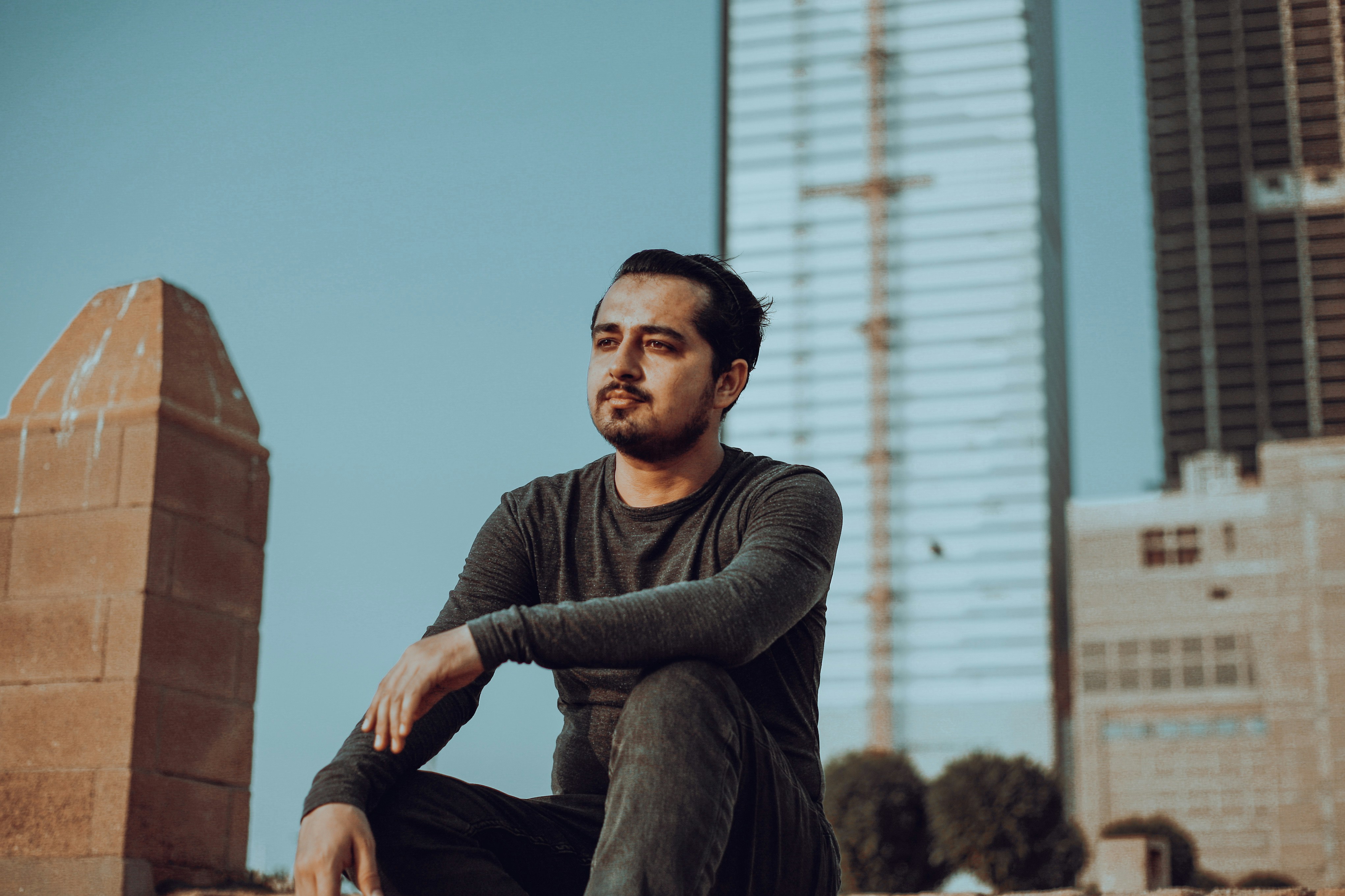 Man sitting confidently