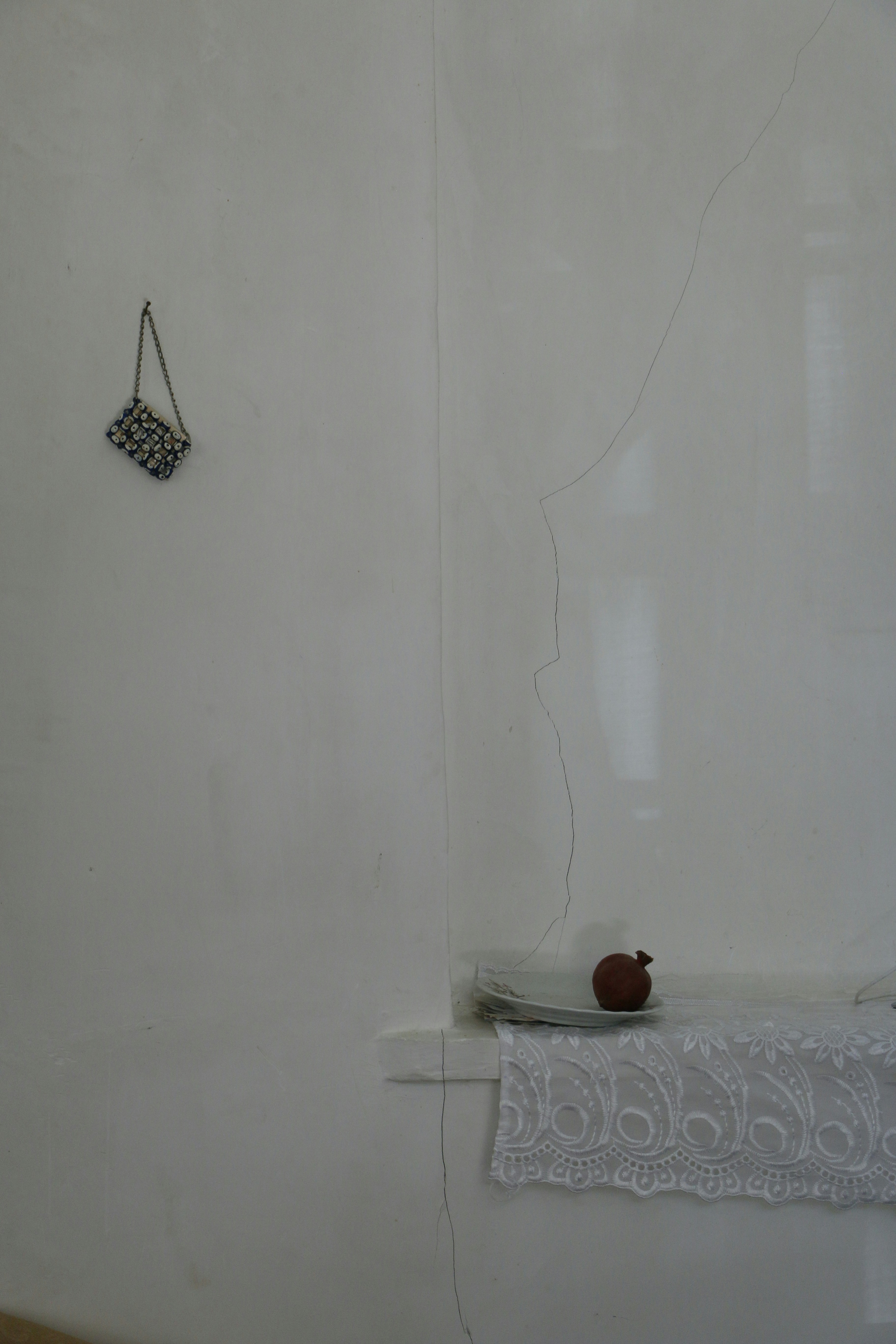 Artistic shower curtain in a contemporary bathroom