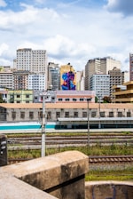 a view of a train station in a city