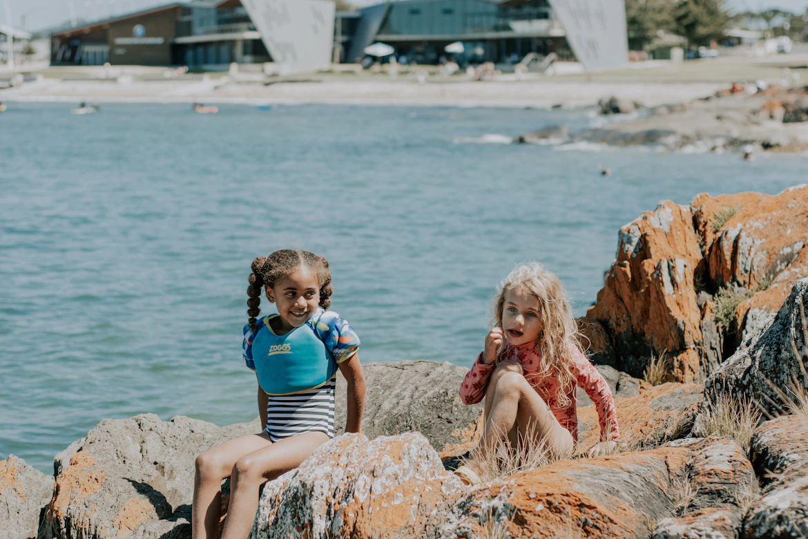 Young kids playing at the beach