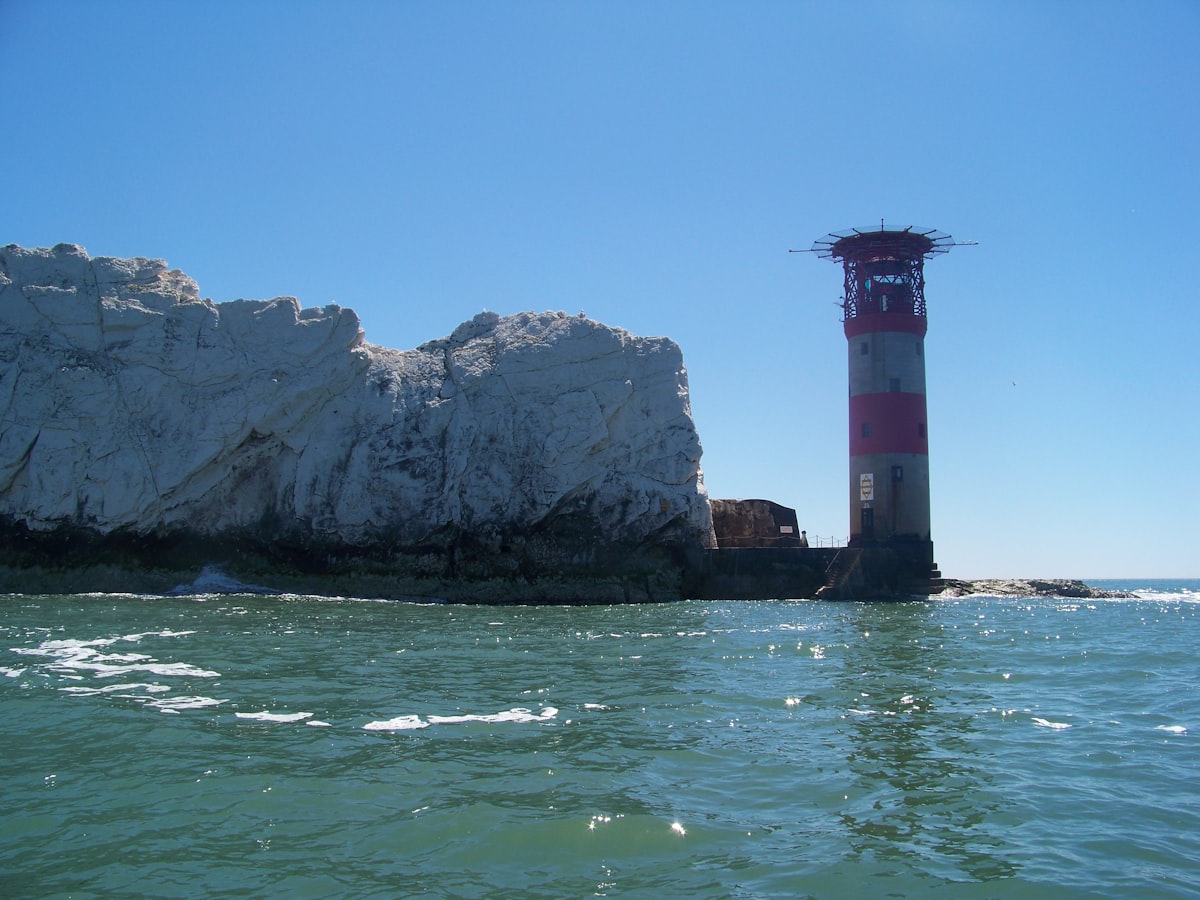 The Needles lighthouse off the western tip of the Isle of Wight