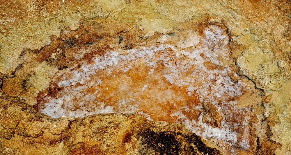 a close up of a rock with some dirt on it