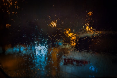 Rainy night from inside a car