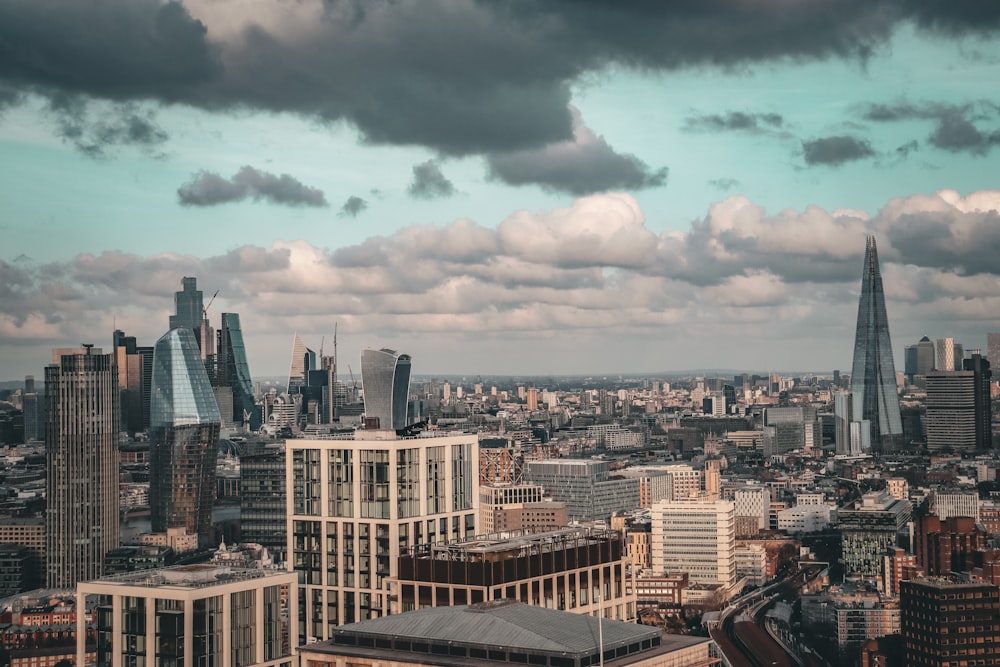 a view of a city on a cloudy day