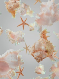 An original seashell painting featuring dreamy ocean hues and textured brushstrokes