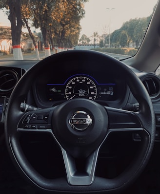 the dashboard of a car with a speedometer