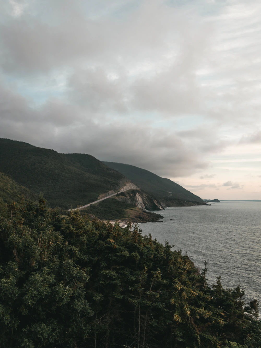The Cabot Trail winding along the Cape Breton coast