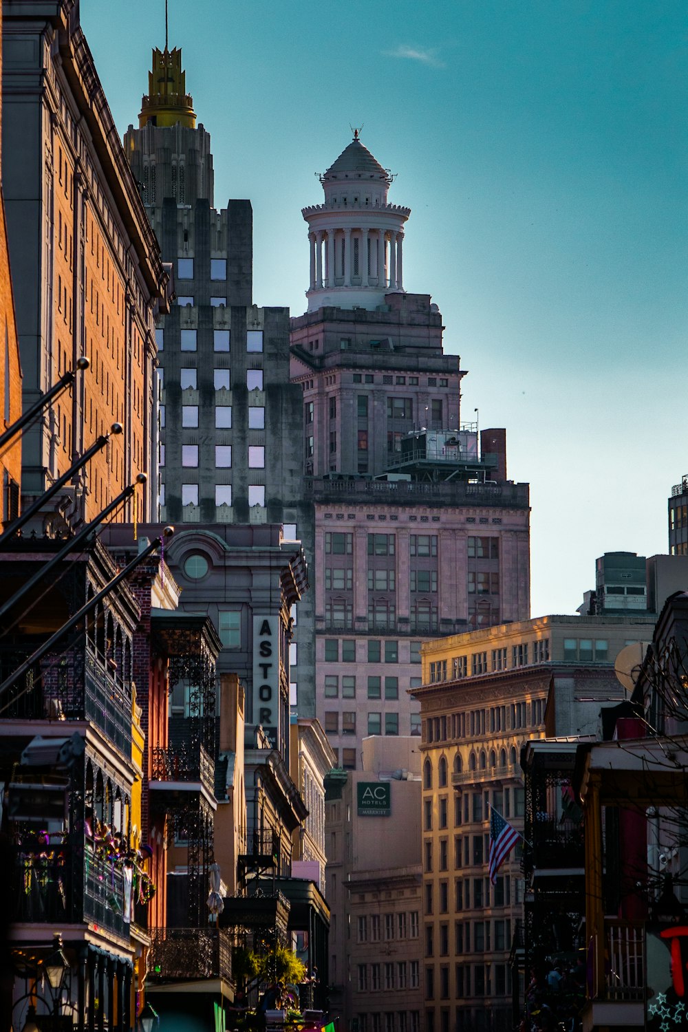 a city street filled with lots of tall buildings