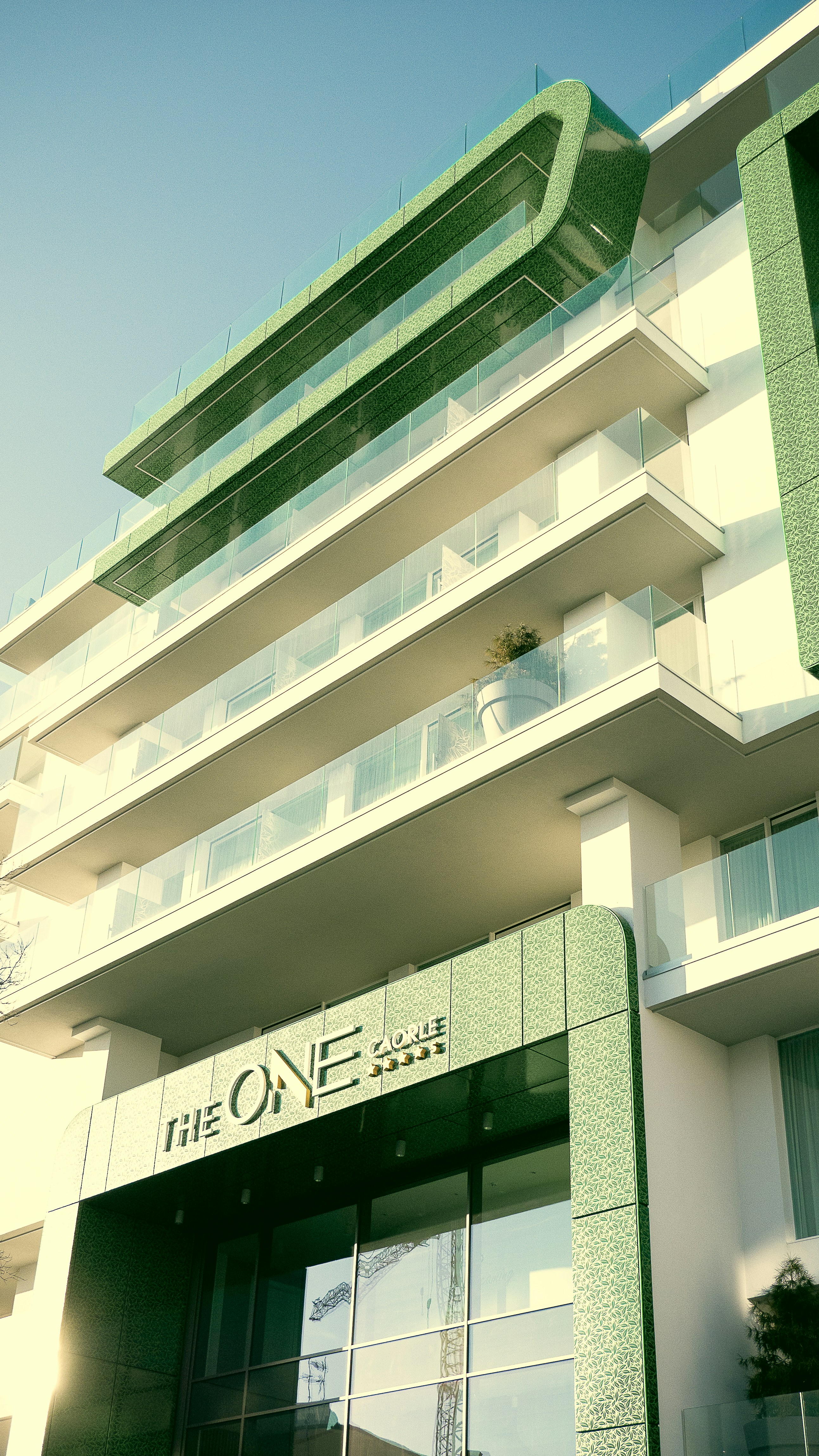 a tall building with a sign on the front of it