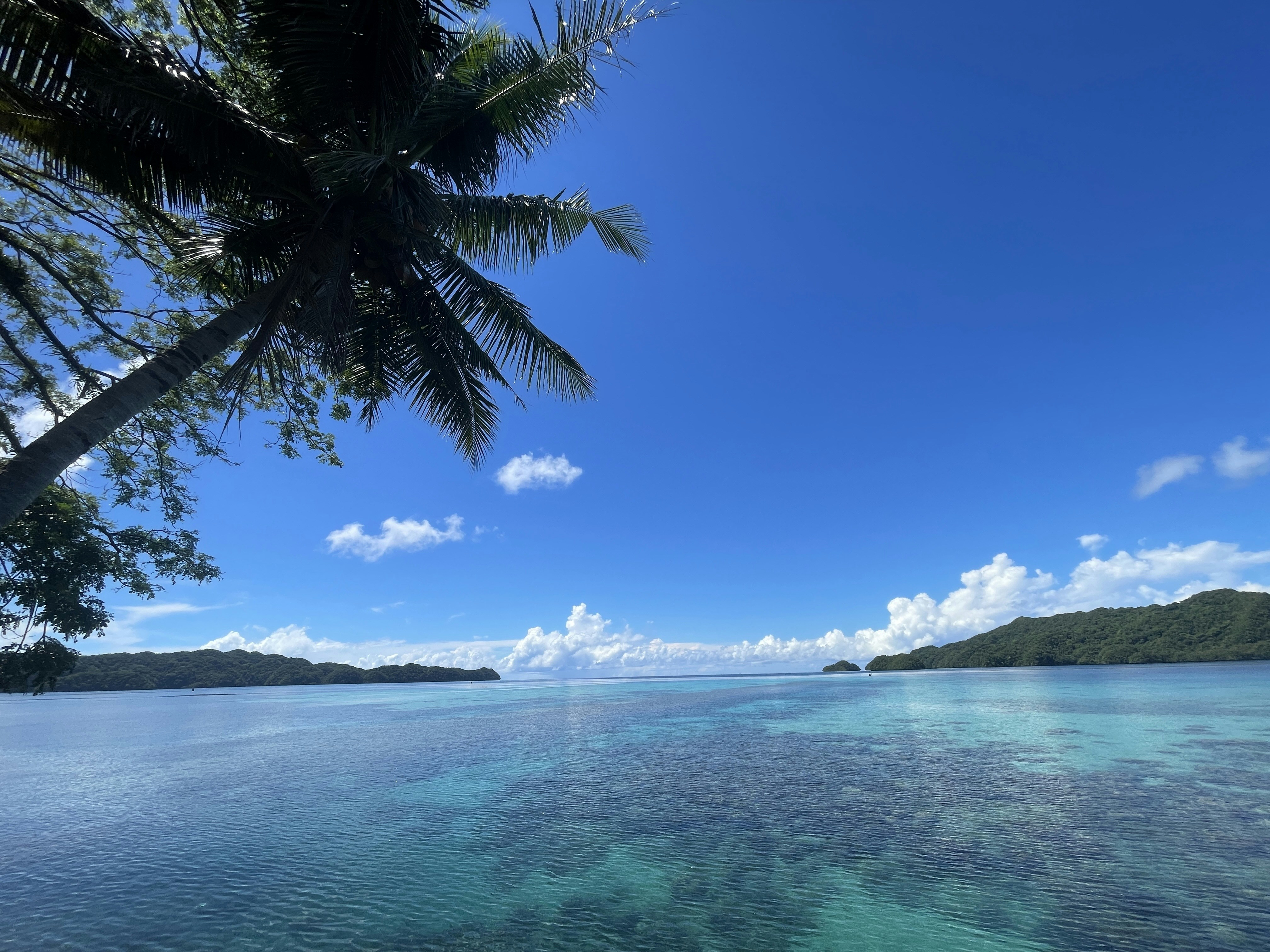 a view of the ocean from a boat, 