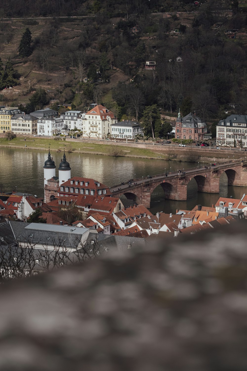 a view of a city with a bridge over a river