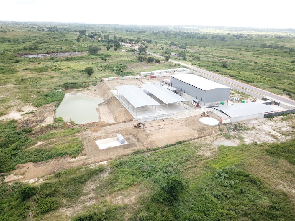 an aerial view of a building under construction