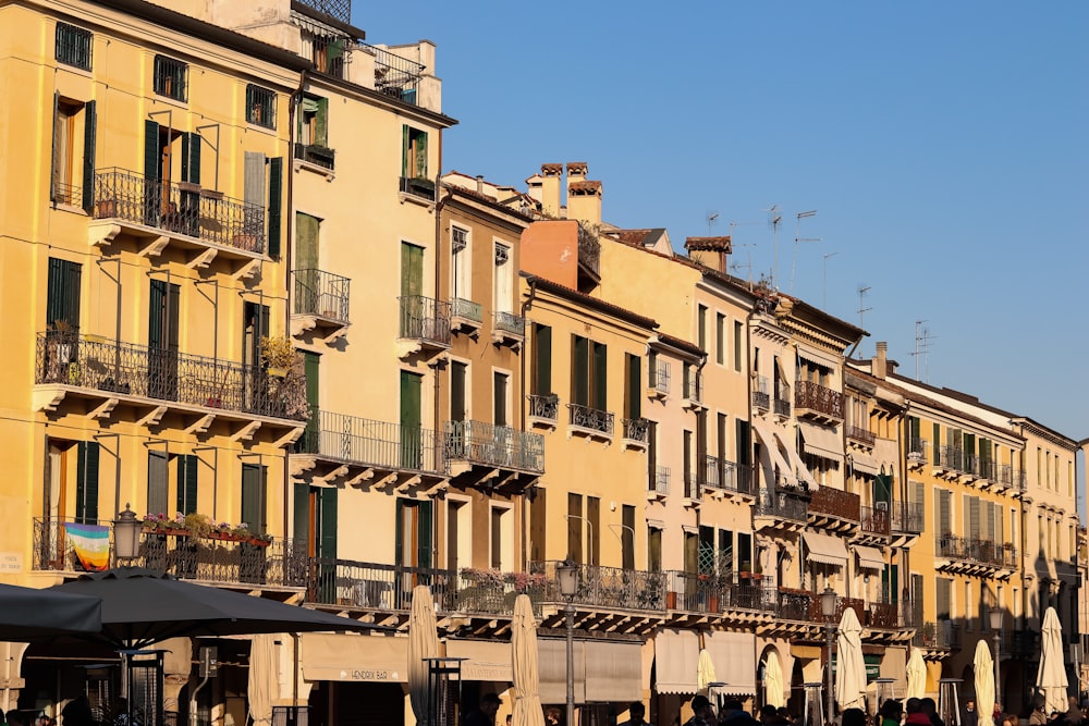 a row of buildings with balconies and balconies