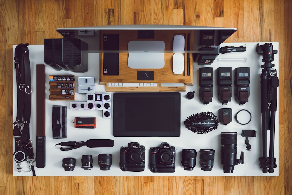 a table with a lot of different items on it