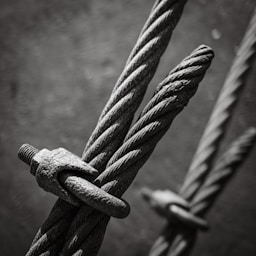 a black and white photo of a rope