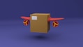 a cardboard box with a red propeller on it