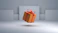 an orange gift box with a red bow
