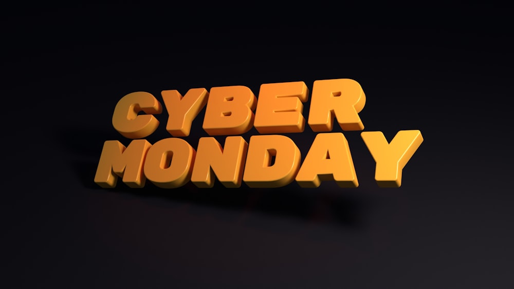 La palabra Cyber Monday escrita en letras 3D