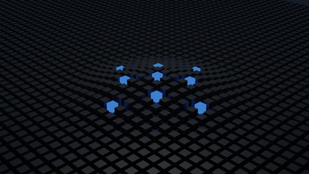 Un grupo de flechas azules sobre un fondo negro