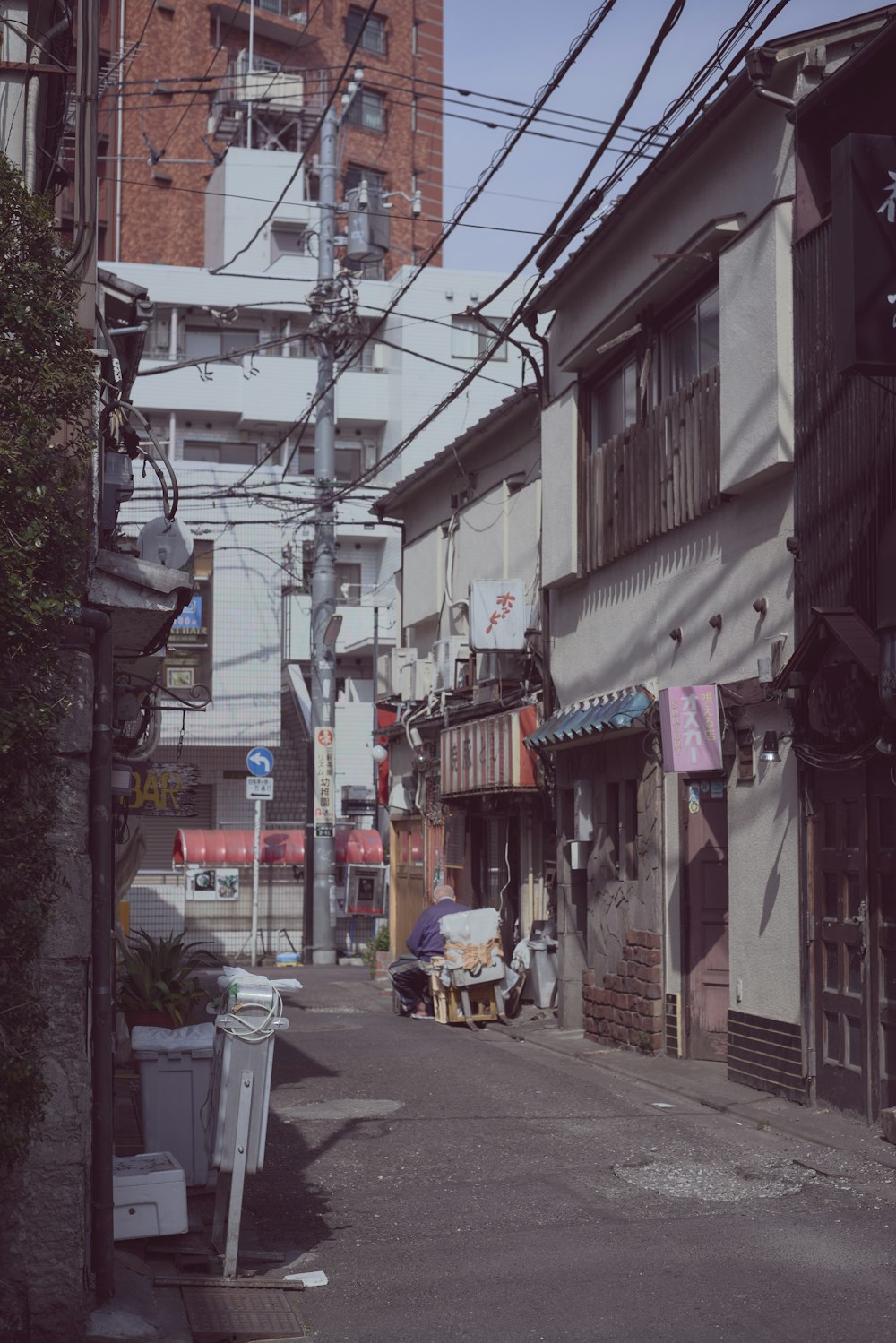 a city street with a bunch of buildings