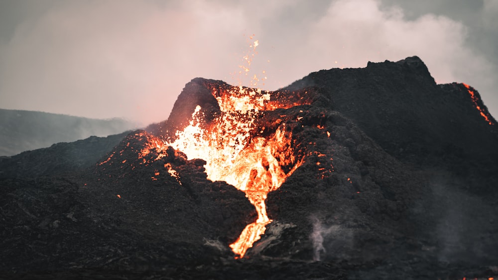 a large mountain with a lot of lava on top of it