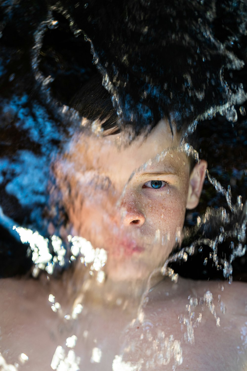 a close up of a person under water