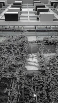 Elegant urban building facade with balconies and plants