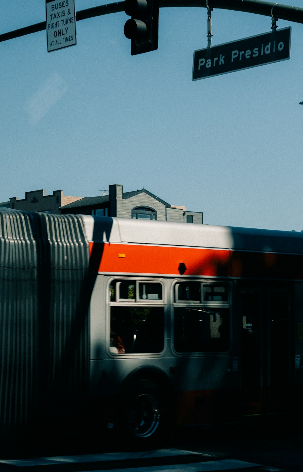 a public transit bus on a city street