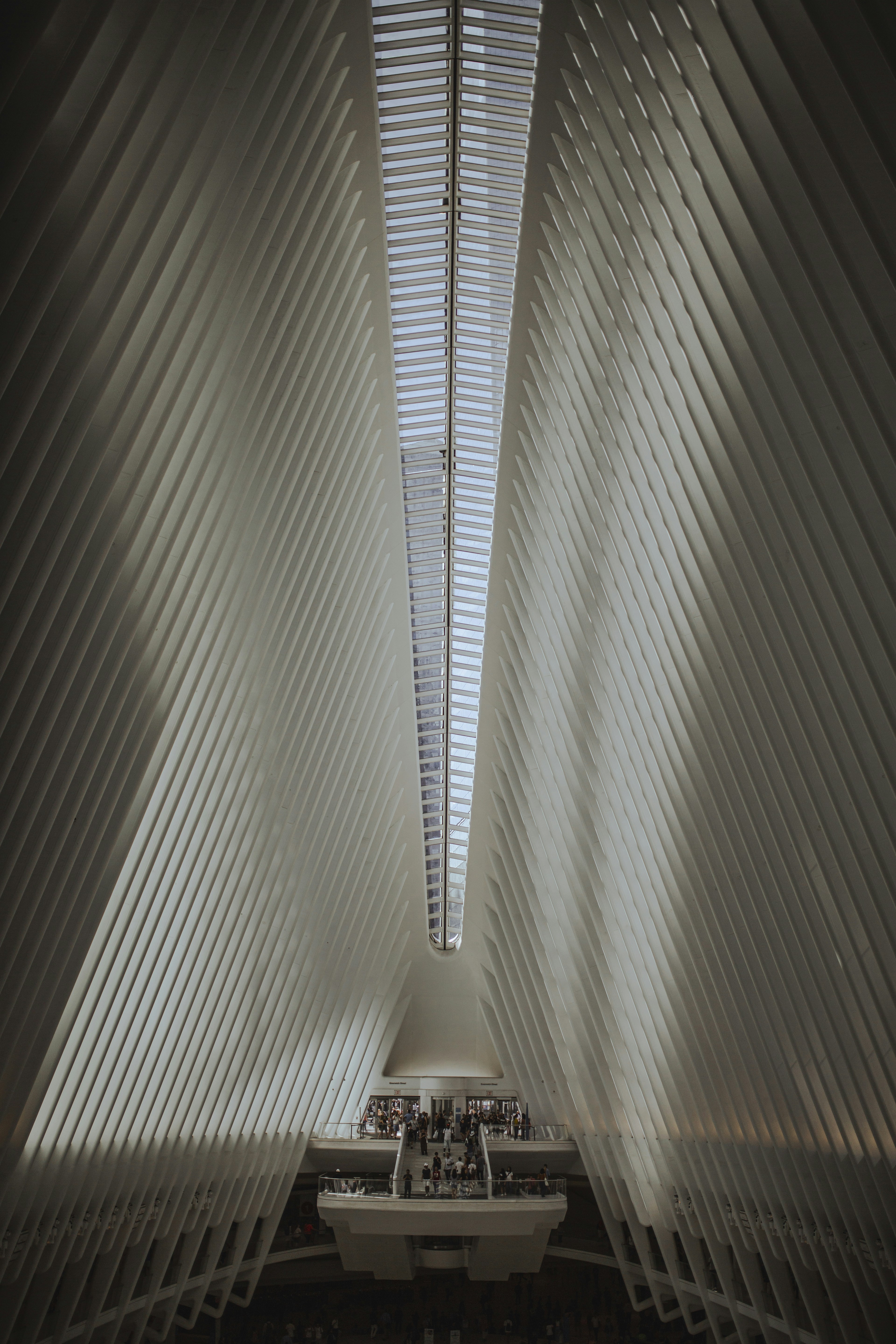 the ceiling of a building with a large amount of light coming from it