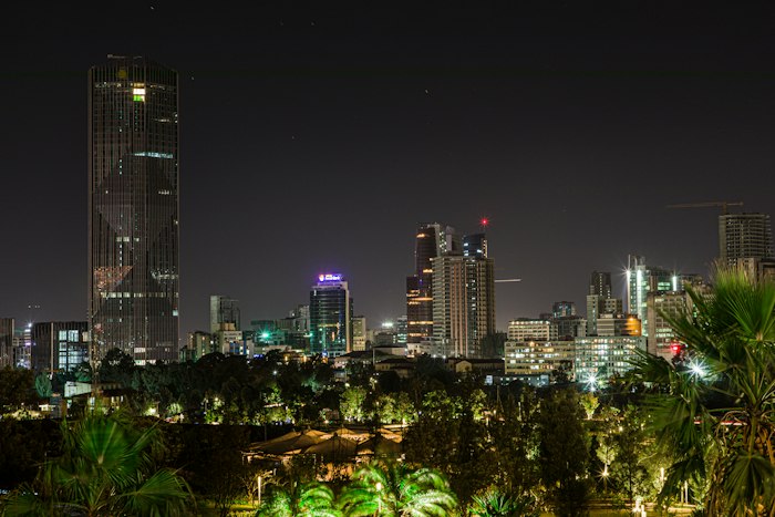 Free dating sites in Ethiopia — Addis Ababa skyline at night