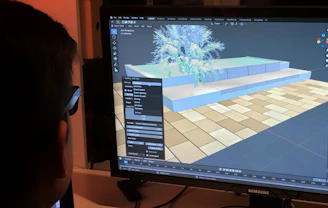 a person is looking at a computer screen