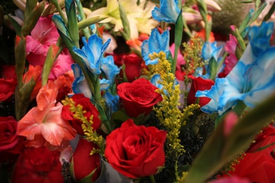 A vibrant floral arrangement showcasing various colorful flowers.
