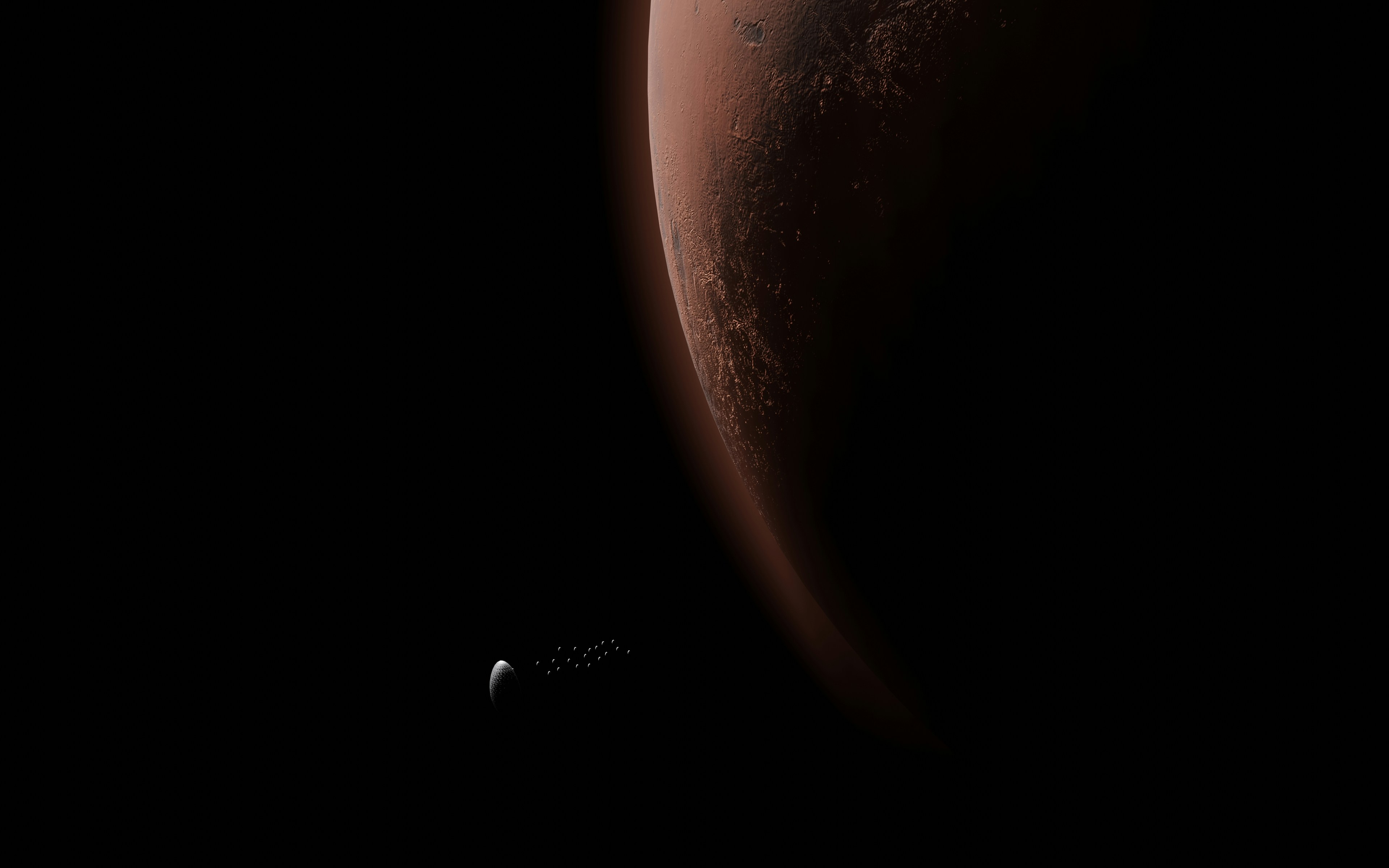 an artist's rendering of a red planet in space