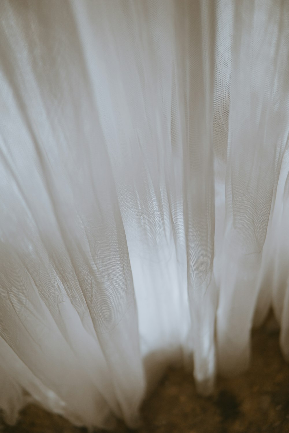 a close up of a white feather on a table