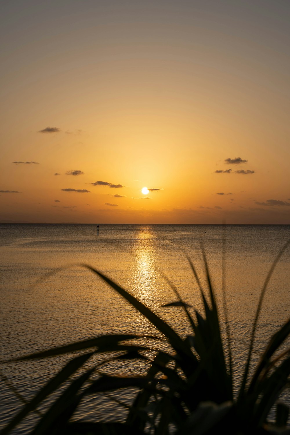 o sol está se pondo sobre o oceano com um barco à distância